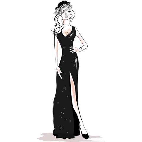 Rienda Libre Graphics - Decomural Lady In Black Dress Fashion Ws-50614