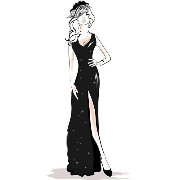 Decomural Lady In Black Dress Fashion WS-50614