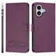thumbnail image 2 of Funda de Cuero Tipo Billetera para Apple iPhone 16 de 6.1", con Tarjetero, Pulsera, Soporte a Prueba de Golpes con Relieve de Patrón Feliz, Funda para Teléfono, Morado, For iPhone 16, 2 of 8