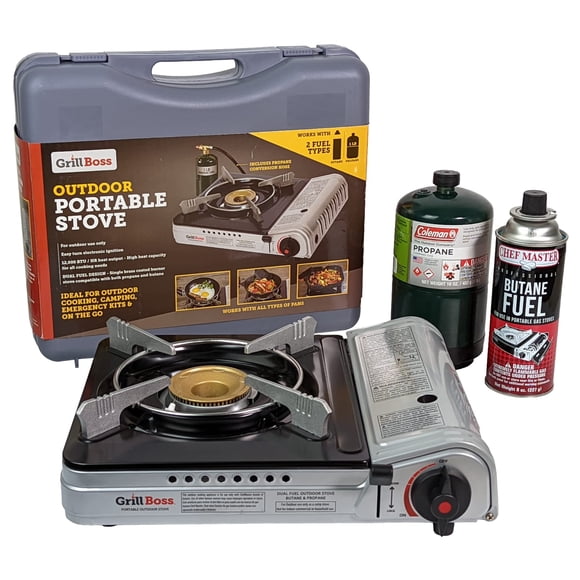 Estufa portátil Boss, doble combustible, butano/propano, 12 000 BTU
