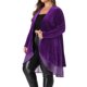 thumbnail image 4 of Agnes Orinda Ropa de Halloween para Mujer Tallas Grandes Cárdigan con Volantes Asimétrico Abierto Chaquetas Largas de Terciopelo 3X Púrpura, 4 of 6