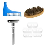 Linastore - Kit Barba Rastrillo Navaja, Peine Moldeador, Cepillo Madera