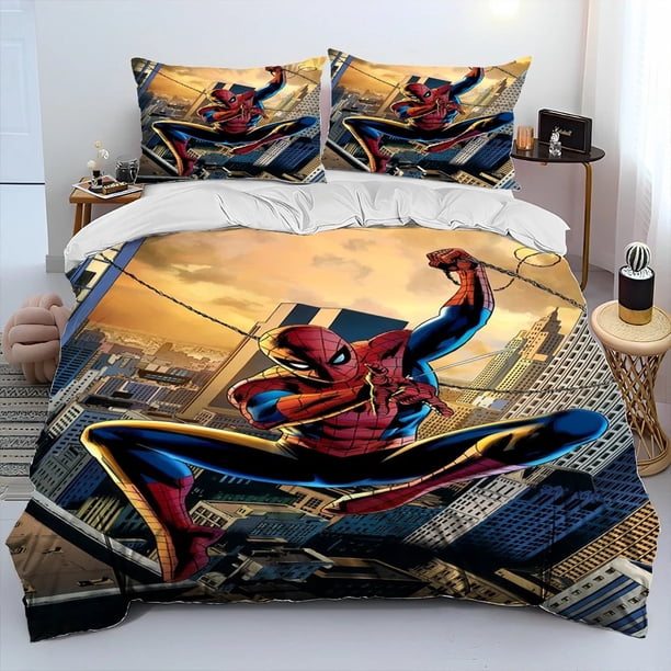 Irons Mans Children Boys Bed Linen,Spiderman Bedding Set Cover Universal,Cartoon Anime Bed Linen Holiday Gifts 2/3-Piece Bed Sheets