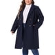 thumbnail image 4 of Abrigos largos de mujer talla grande de Agnes Orinda con solapa con muescas, abrigo de invierno de doble botonadura con bolsillos 1X azul oscuro, 4 of 6
