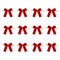 Magideal - 12 Lazos De Terciopelo Para Árboles De Navidad, Adornos De Terciopelo, Lazos, Fiestas Navideñas, Decoración De Puertas, Festividades, Lazos Pequeños P Rojo