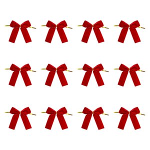 Magideal - 12 Lazos De Terciopelo Para Árboles De Navidad, Adornos De Terciopelo, Lazos, Fiestas Navideñas, Decoración De Puertas, Festividades, Lazos Pequeños P Rojo