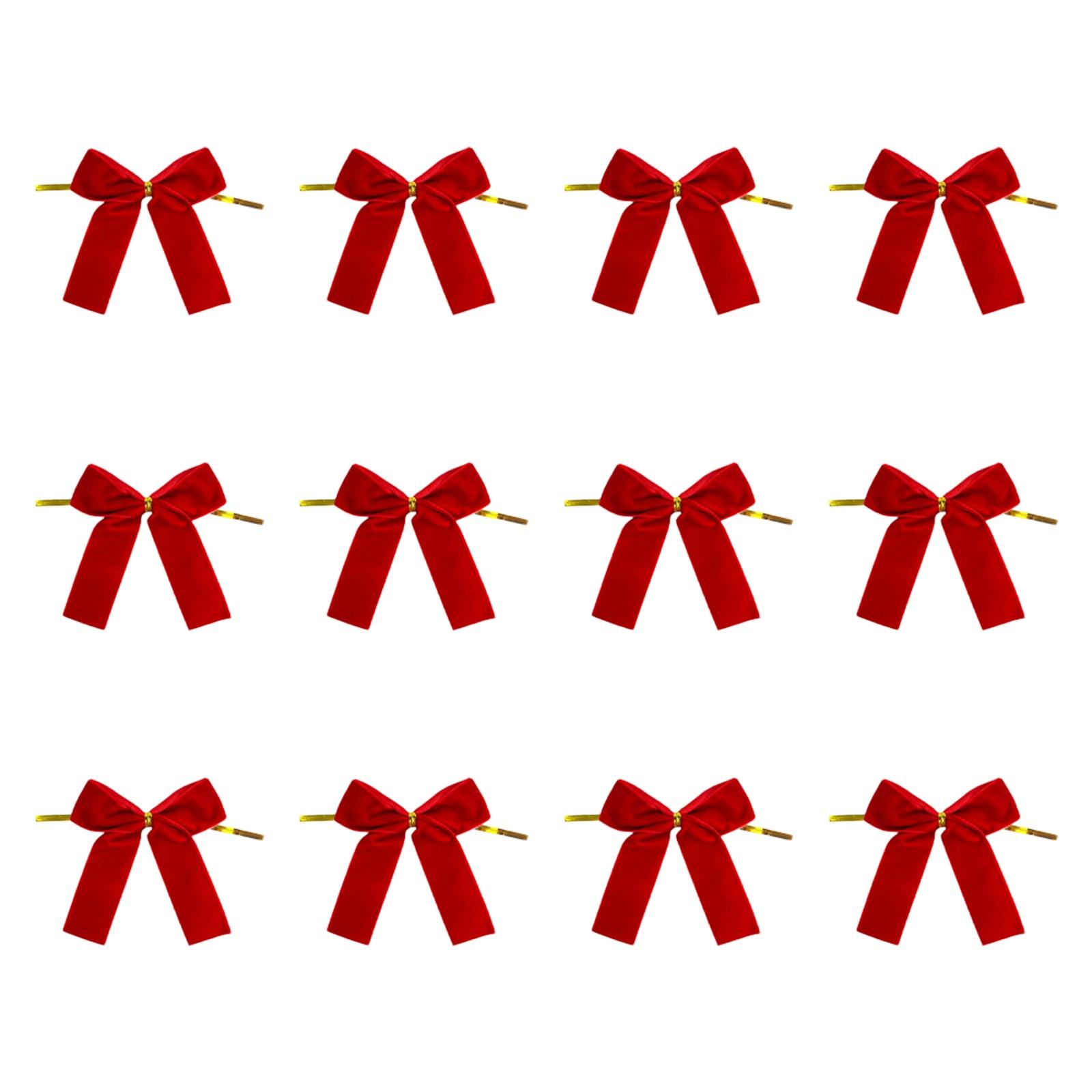 Magideal - 12 Lazos De Terciopelo Para Árboles De Navidad, Adornos De Terciopelo, Lazos, Fiestas Navideñas, Decoración De Puertas, Festividades, Lazos Pequeños P Rojo