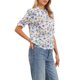 thumbnail image 4 of INSPIRE CHIC Blusas elegantes con cuello alto para mujeres, camisa casual de verano con botones florales, manga corta abullonada, blusa de trabajo casual de gasa, talla S, azul, 4 of 6