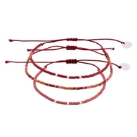 Zazü - Pack Pulseras Terracota Y Burdeo Con Mostacillas De Plata Multicolor Talla Única