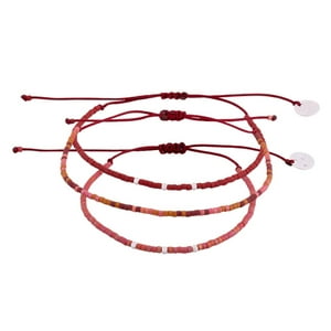 Zazü - Pack Pulseras Terracota Y Burdeo Con Mostacillas De Plata Multicolor Talla Única