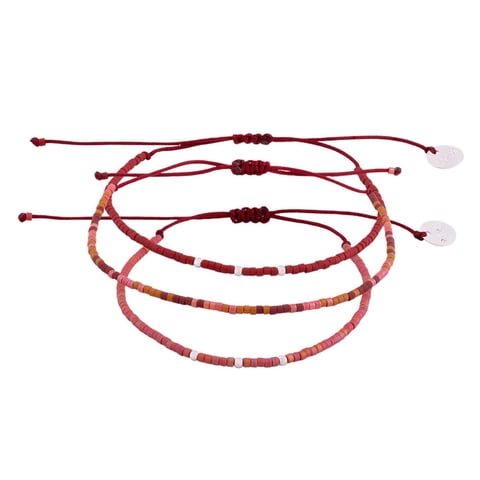 Zazü - Pack Pulseras Terracota Y Burdeo Con Mostacillas De Plata Multicolor Talla Única