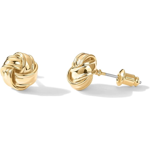 Aros PAVOI Love Knot chapados en oro de 14 quilates, 10 mm