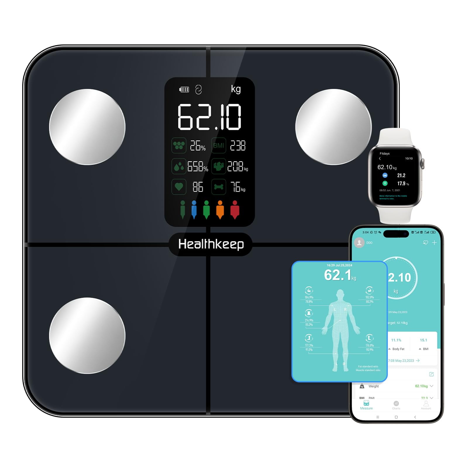 Báscula Digital Bluetooth Para Grasa Corporal Healthkeep Ultra-precise