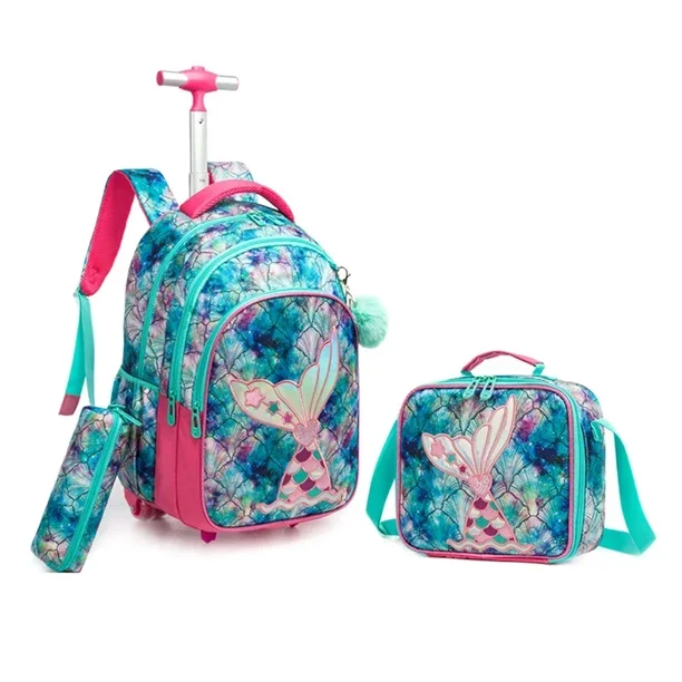 Children School Rolling Backpack Bag Wheeled Backpack for Boys School Trolley Bag Wheels Kids Travel Luggage Trolley Bag Set