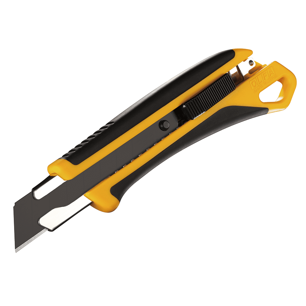 Olfa - Cuchillo Industrial Con Incrustacion Antideslizante, Agujero De Enganche Y Seguro Automatico