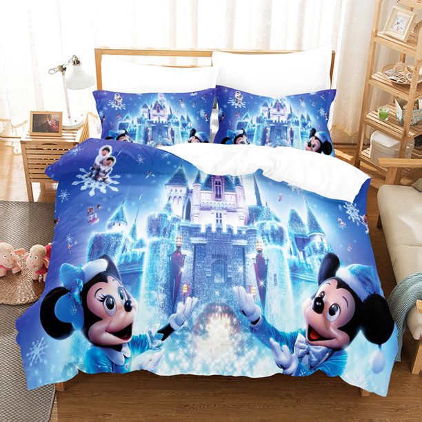 Mickey Mouse Bedding Donald Duck Polyester Comfortable Pillowcase Duvet Cover Set Full Size 3 Piece Set Bed Sheets