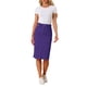 thumbnail image 2 of INSPIRE CHIC Falda de Mezclilla de Cintura Alta para Mujer Falda de Jean a la Rodilla con Dobladillo Deshilachado y Bolsillos Púrpura S, 2 of 6