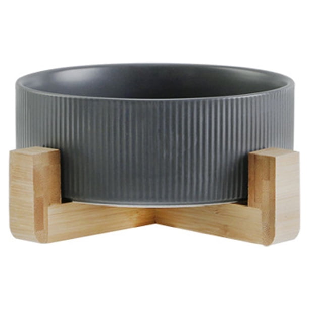 Cuencos de cerámica para perros con soporte de madera, cuencos de agua y comida para perros, cuencos de comida para perros de gran peso