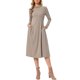 thumbnail image 1 of INSPIRE CHIC Vestido Midi de Punto Acanalado para Mujeres Cuello Alto Manga Larga Vestidos Línea A XS Marrón Claro, 1 of 6