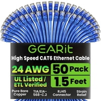 Cable Ethernet Gearit Cat6 Paquete De 50 Unidades De 46 Cm Rj45 Azul