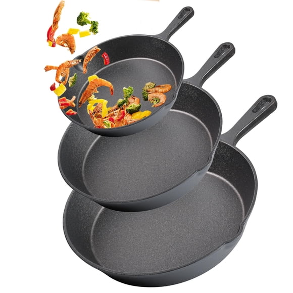 Juego De Sartén De Hierro Fundido Precurado De 3 Piezas