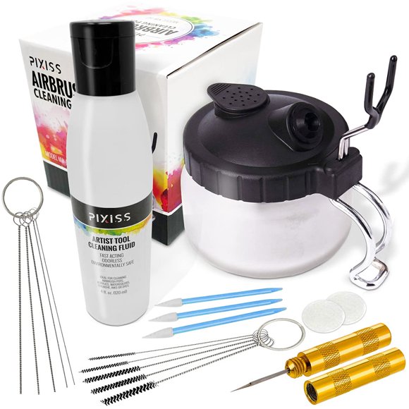 Kit limpiador para aerógrafo Pixiss Ultimate con solución y soporte