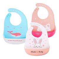 Genérico - Set 3 Baberos Plasticos Bolsillo Capture Impermeable Lau