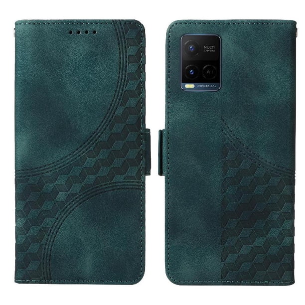 Carcasa FOXDOCK Vivo Y21s de cuero PU, diseño acolchado clásico, protección contra caídas y rayones