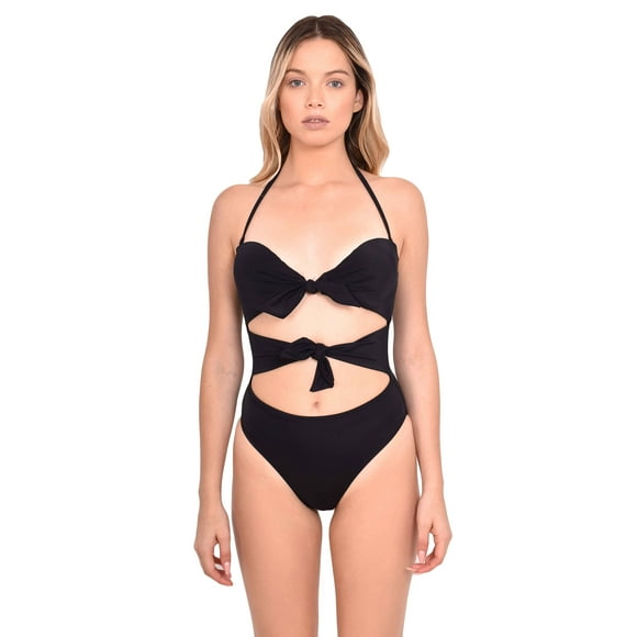 Trikini Con Doble Nudo Color Negro S