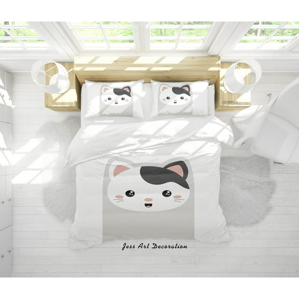3D Cartoon Animal Cat Pattern Quilt Cover Set Ropa de cama Set Funda Nórdica