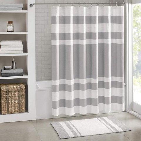 Cortina De Baño Diseño Impermeable Tela Bano + 12 Ganchos Aura Zeus