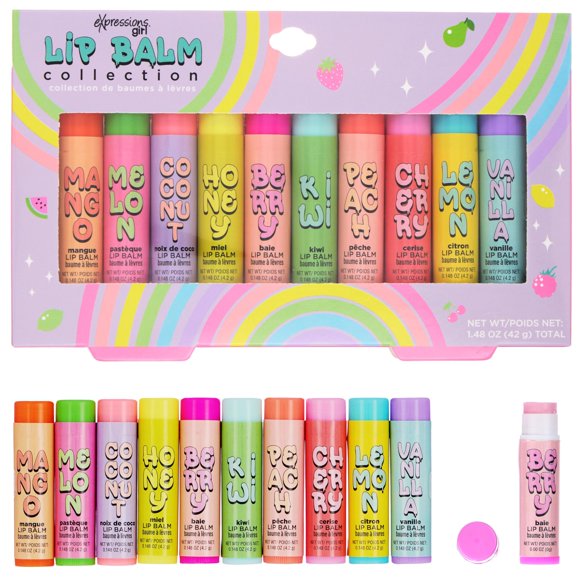 Bálsamo labial EXPRESSIONS colección frutal de 10 piezas - regalo