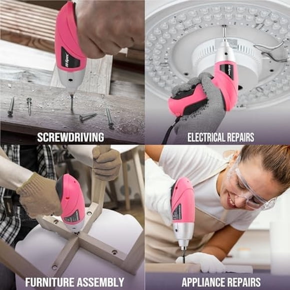 Destornillador Eléctrico HiSpec 3.6V 19p Rosa Recargable USB