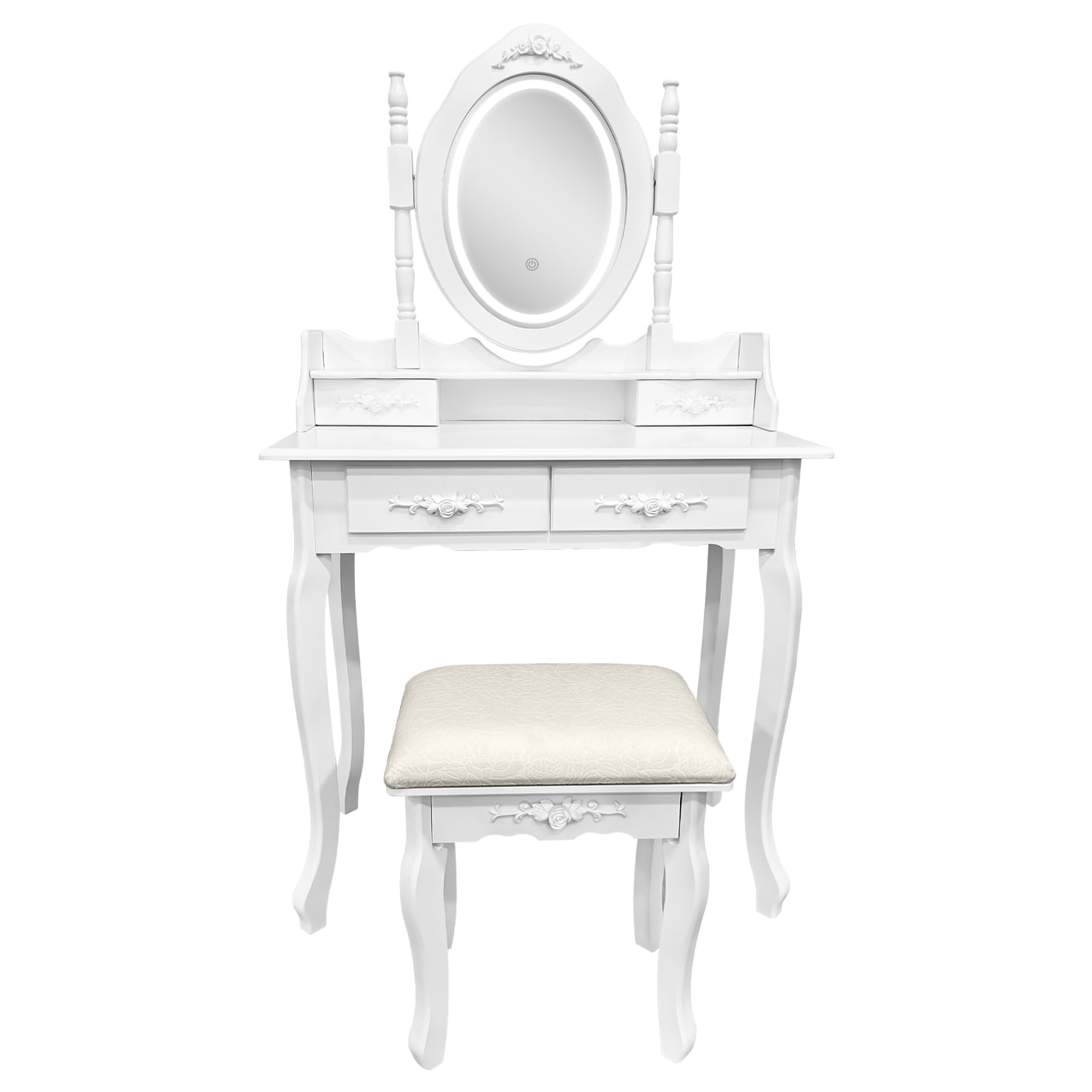 Element Design - Tocador Con Espejo Iluminado Y Taburete Acolchado