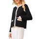 thumbnail image 4 of INSPIRE CHIC Chaqueta de Punto con Botones para Mujer, Cuello Redondo, Ribete en Contraste, Manga Larga, Talla 2XL, Negro, 4 of 5