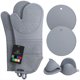 thumbnail image 1 of Juego de guantes y soportes para ollas Rorecay, silicona, 500 °C, color gris, 1 of 7