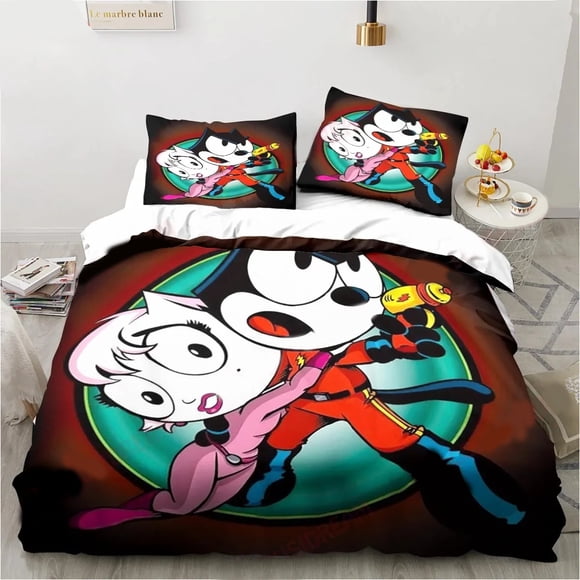 Cute F-Felix Cat Cartoon Bedding Set,Duvet Cover Comforter Bed Set Quilt Cover Pillowcase, Boys Girls Adults Bed Sheets