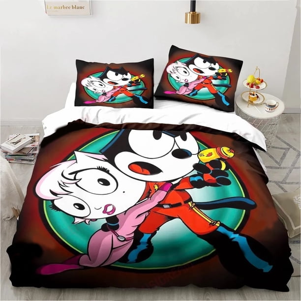 Cute F-Felix Cat Cartoon Bedding Set,Duvet Cover Comforter Bed Set Quilt Cover Pillowcase, Boys Girls Adults Bed Sheets