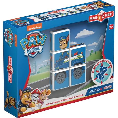 Geomag - Cubos Magnéticos Magicube Paw Patrol - Auto De Policía De Chase (5 Piezas)