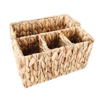 Magideal - Estilo Pastoral Tejido Del Organizador De La Cesta De Los Artículos De Tocador De 4 Compartimentos Para Los Dormitorios