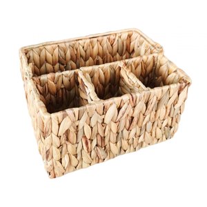 Magideal - Estilo Pastoral Tejido Del Organizador De La Cesta De Los Artículos De Tocador De 4 Compartimentos Para Los Dormitorios