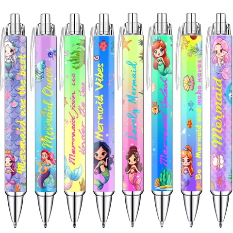 Juego De Bolígrafos Idealmuzik Con Temática De Sirena, Paquete De 8 Unidades Para Niñas