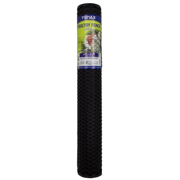 Valla de plástico para aves de corral, 36 cm de alto x 7,6 m de largo, color negro