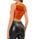 thumbnail image 3 of INSPIRE CHIC Tops de Tirantes para Mujer sin Mangas con Recortes Ropa de Club Brillante Metálica Crop Tops XL Naranja, 3 of 6