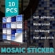 thumbnail image 2 of 10pcs Peel And Stick Blue Mosaic Sticker Tiles, Self-Adhesive Waterproof Decals, Vinyl Wallpaper, For Kitchen Bathroom Decor, 10cm/3.94inch, 2 of 4