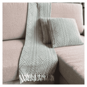 Decoghar - Combo Deco 2 Cojines Y 1 Manta Banaco Verde Mar Diseño Moderno Lavable X Mts