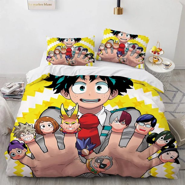 New My Hero Academy Bedding Set Characters Duvet Cover Polyester Quilt Cover Size Kids Boys Bed Sheets