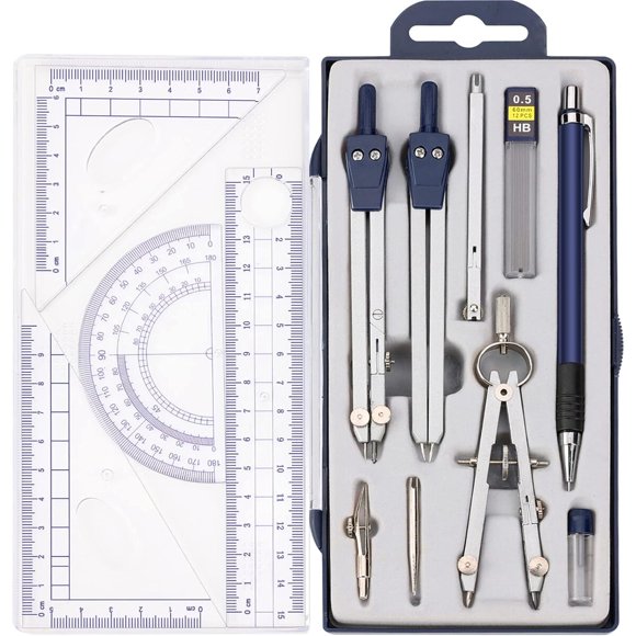 Set de Geometría Ysglory KZ013 de 13 Piezas con Transportador