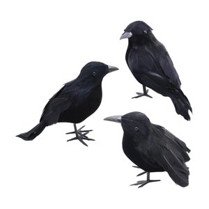 Bothyi - Cuervos De Halloween Cuervos Emplumados Negros Realistas Para Disfraces Elegantes Combo De Césped Para Patio
