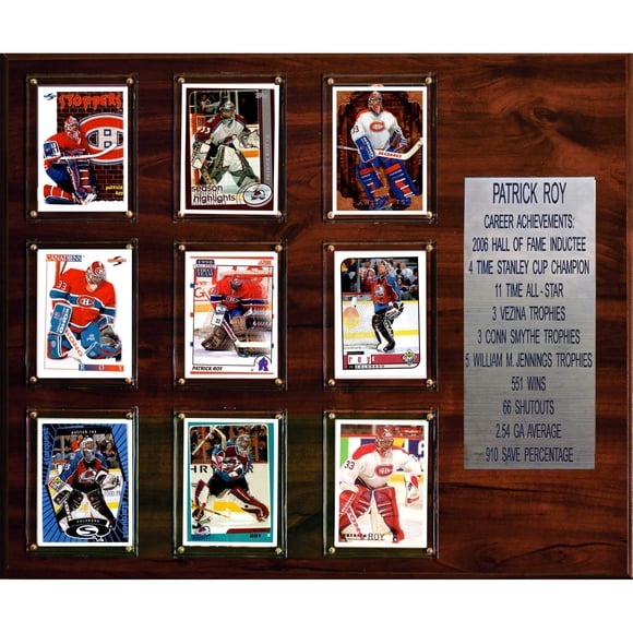 Placa C & I Collectibles NHL Patrick Roy Estadísticas de Carrera 15 x 18 cm
